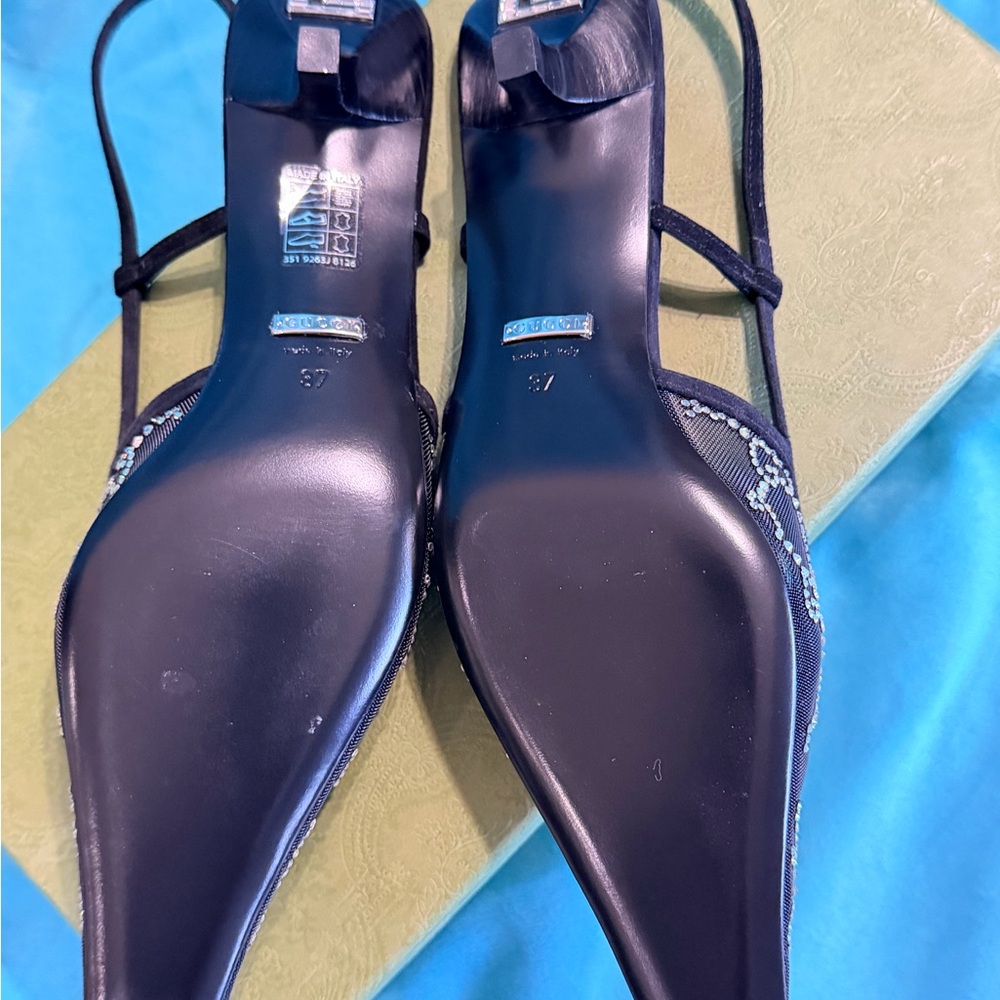 Gucci Black Crystal-Embellished Slingback Pumps - Picture 5 of 7